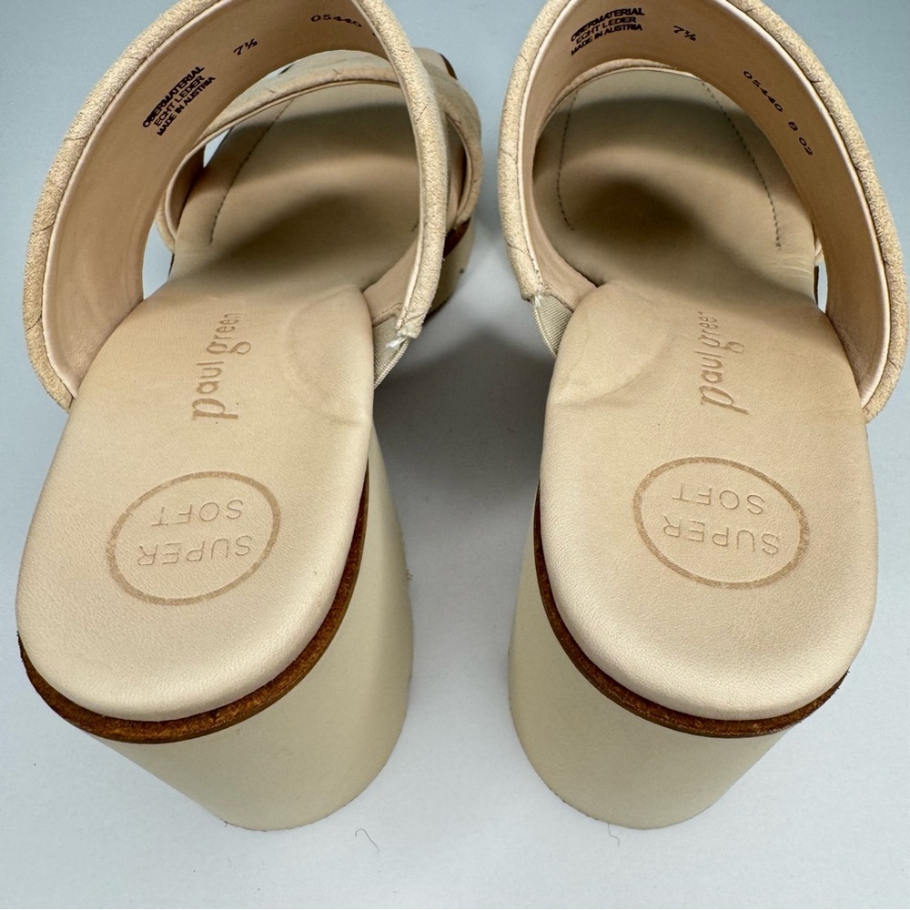 PAUL GREEN Lancy Sabbia Tan Suede Block Heel Sandals Mules Size 10 (UK 7.5) - Picture 8 of 15